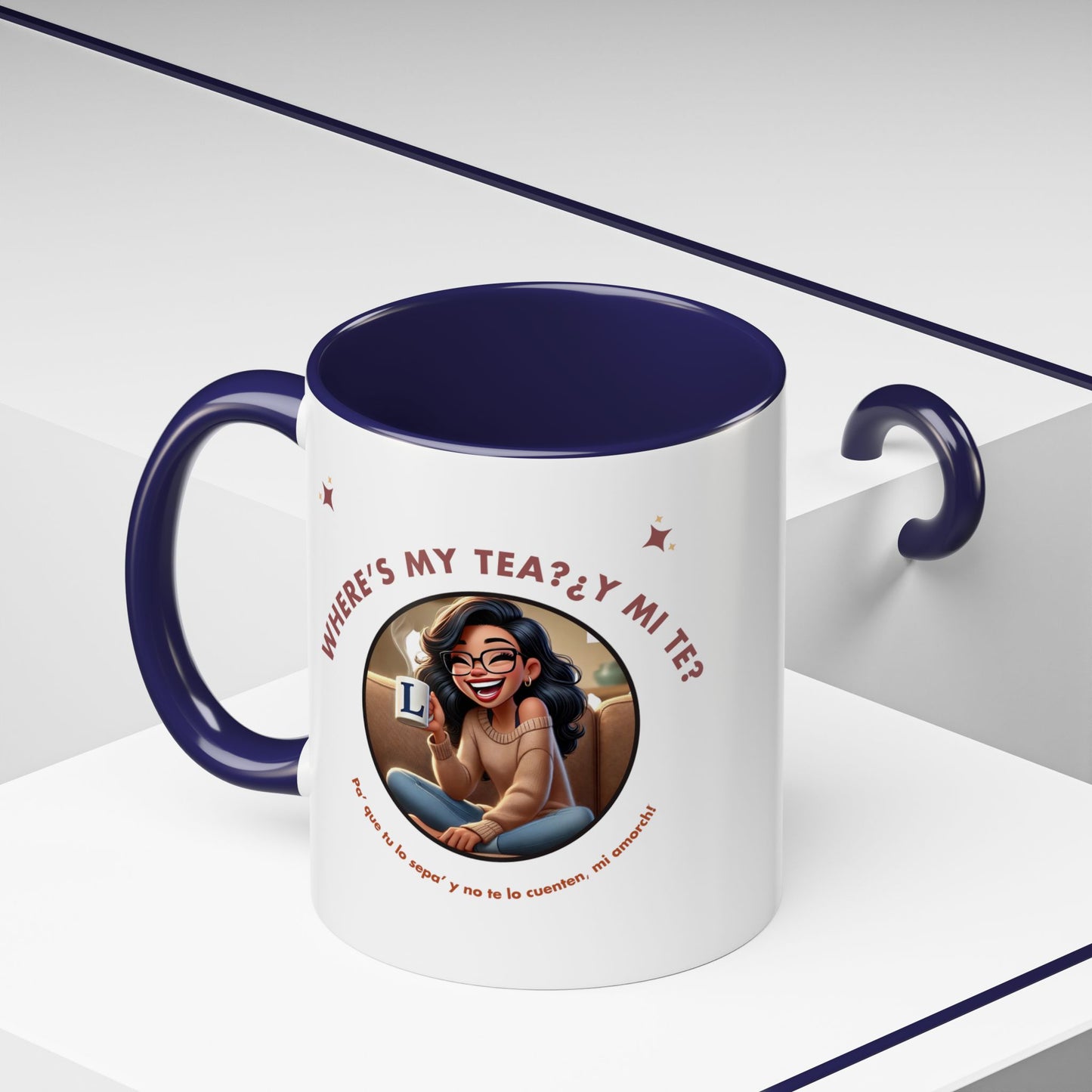 Color Accent Coffee Mug - Where's My Tea Y Mi Te