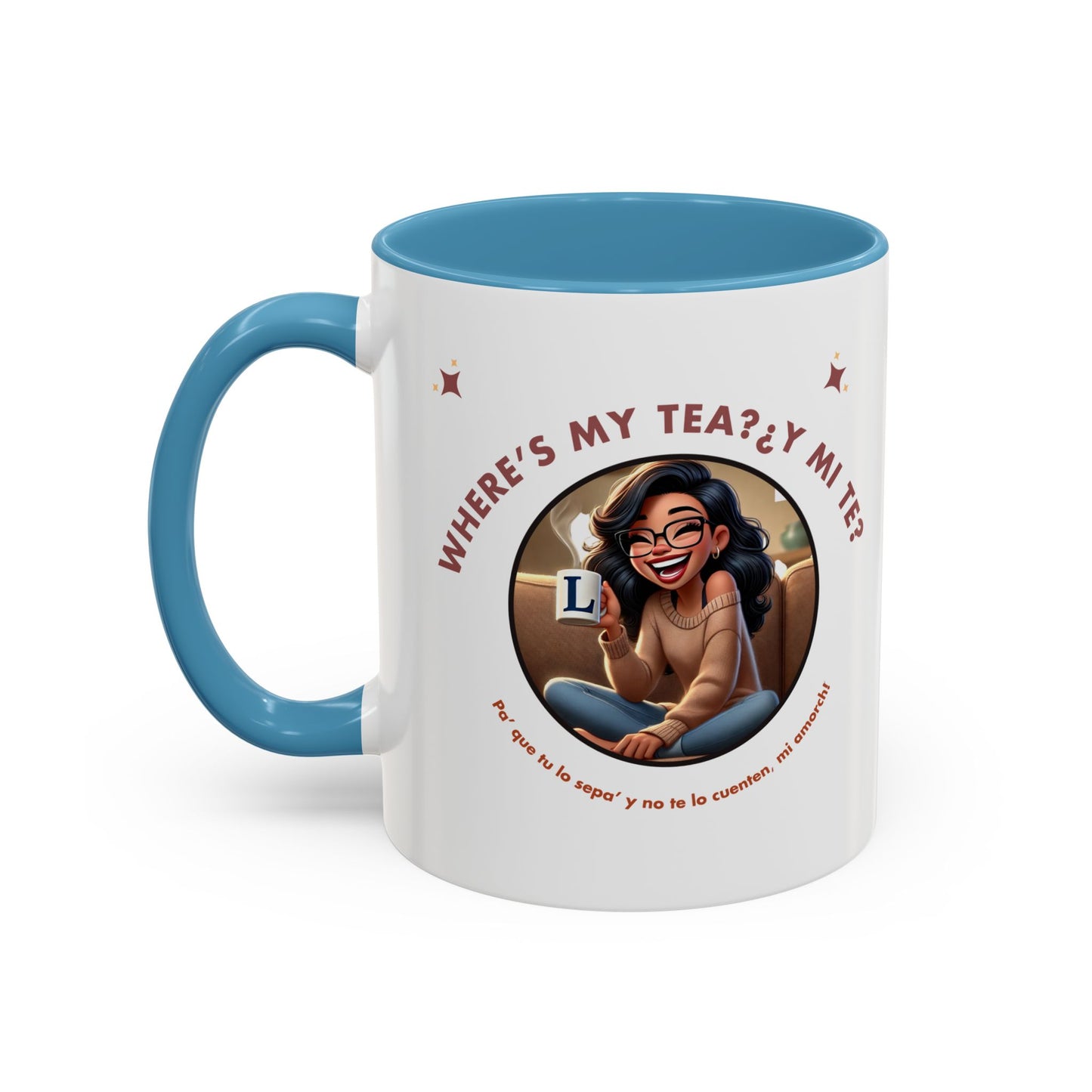 Color Accent Coffee Mug - Where's My Tea Y Mi Te