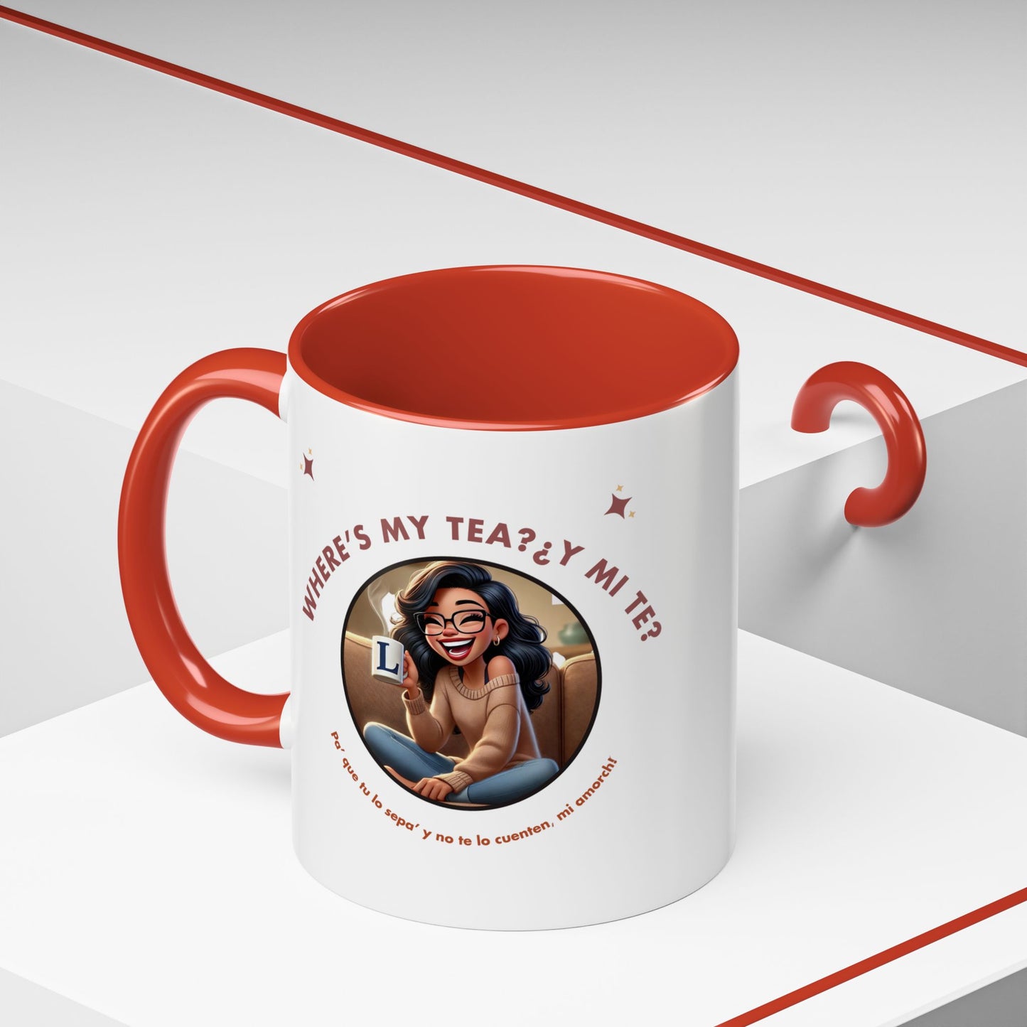 Color Accent Coffee Mug - Where's My Tea Y Mi Te