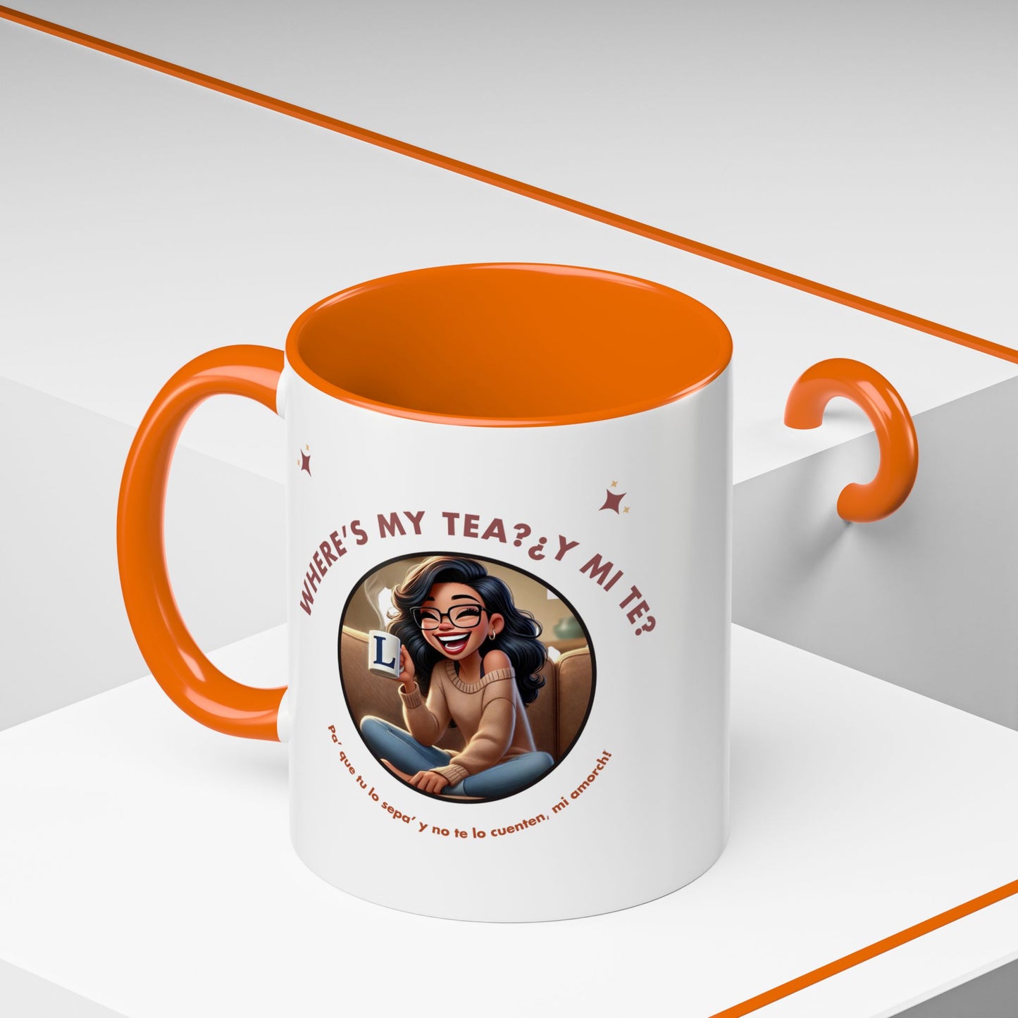 Color Accent Coffee Mug - Where's My Tea Y Mi Te