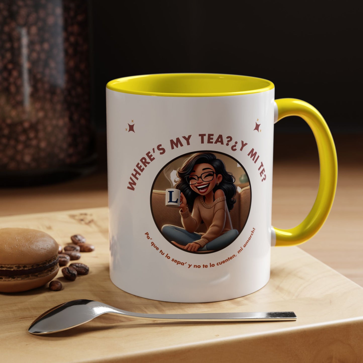 Color Accent Coffee Mug - Where's My Tea Y Mi Te