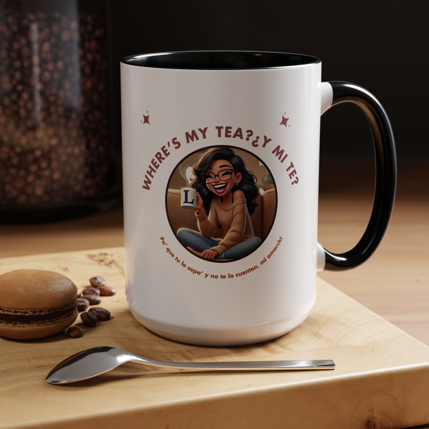Color Accent Coffee Mug - Where's My Tea Y Mi Te