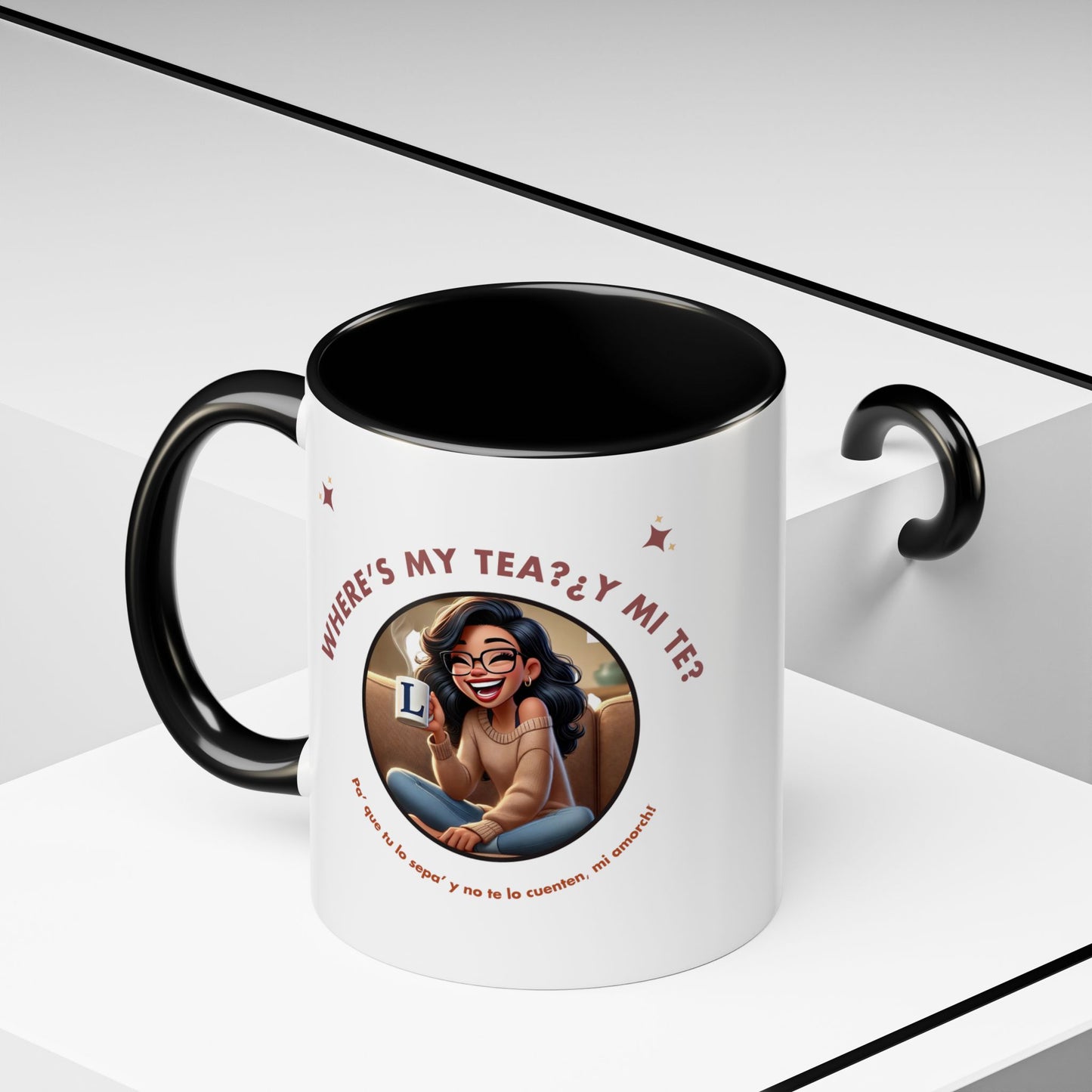 Color Accent Coffee Mug - Where's My Tea Y Mi Te