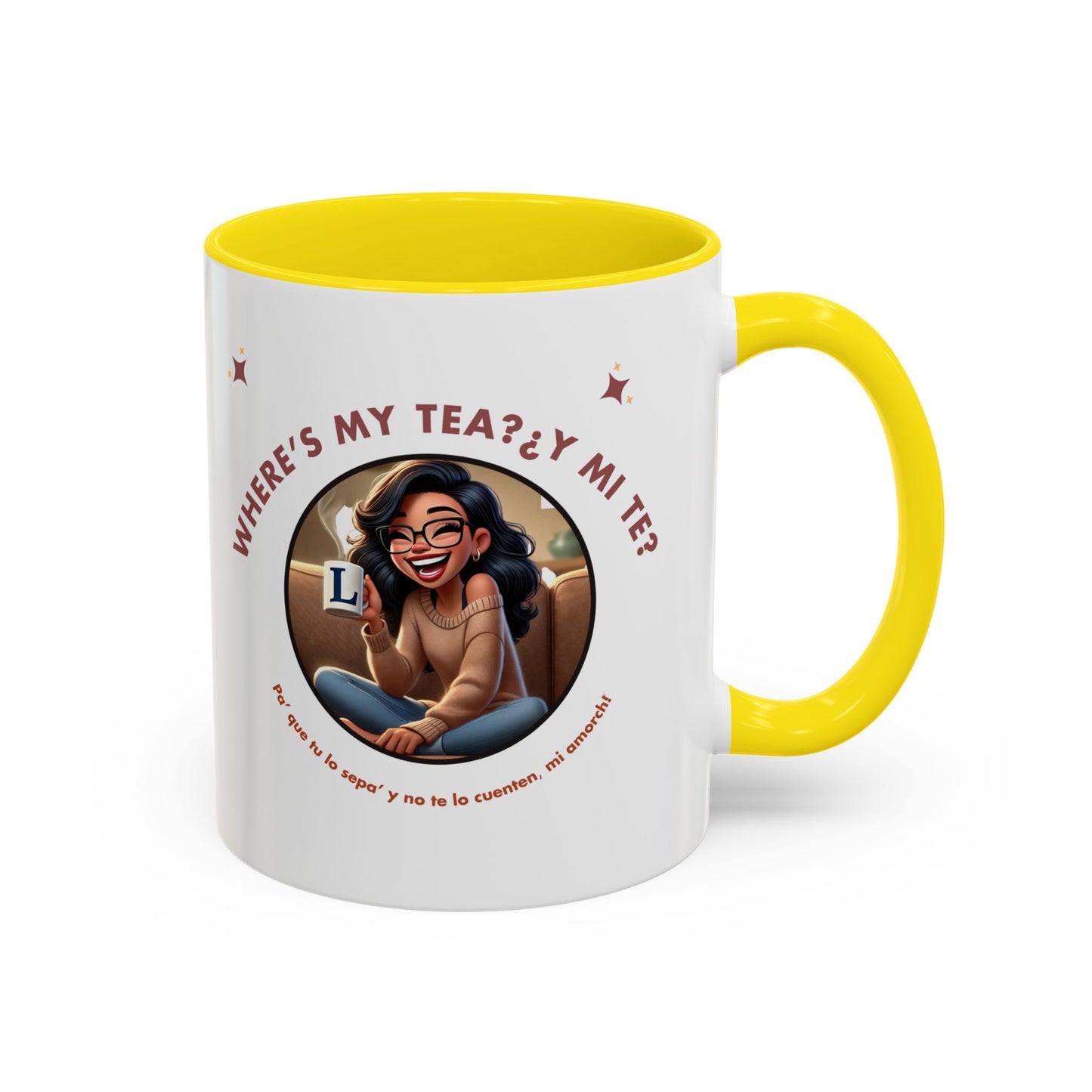 Color Accent Coffee Mug - Where's My Tea Y Mi Te