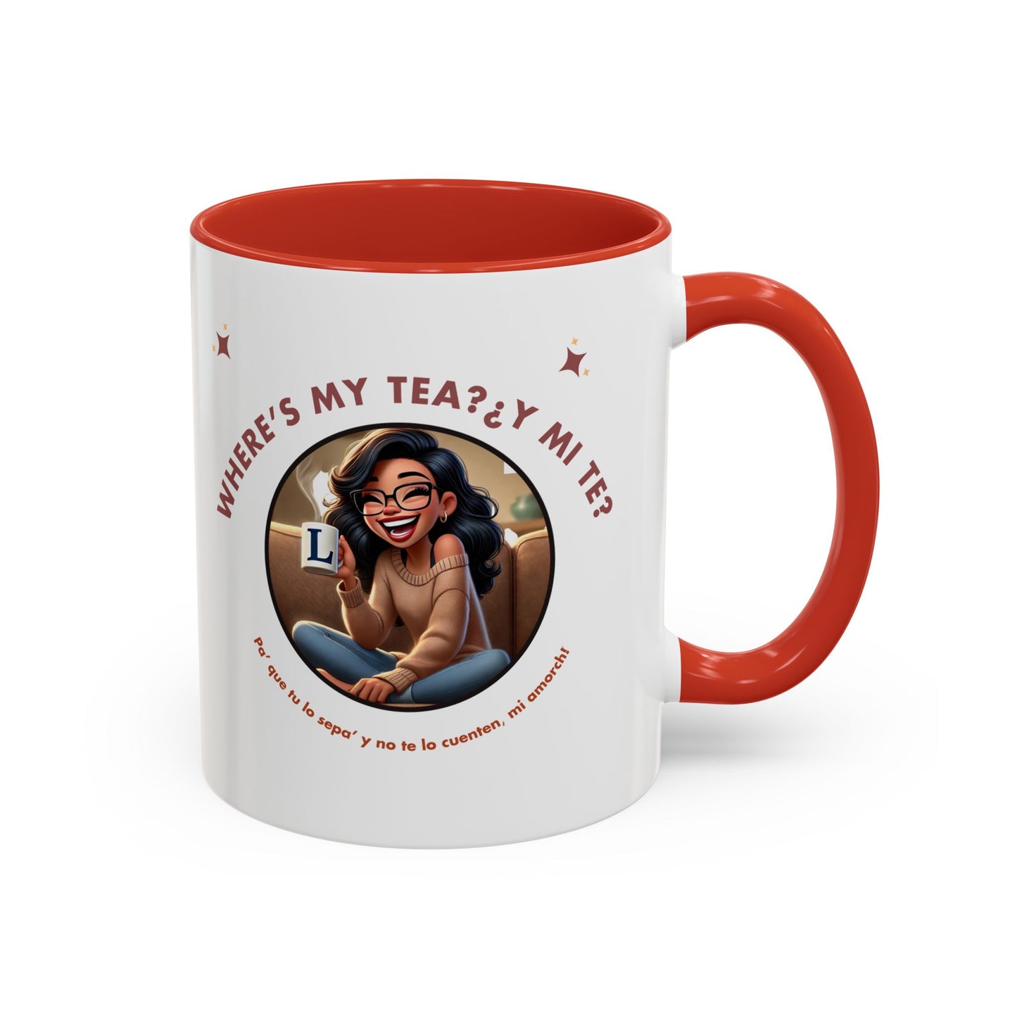 Color Accent Coffee Mug - Where's My Tea Y Mi Te