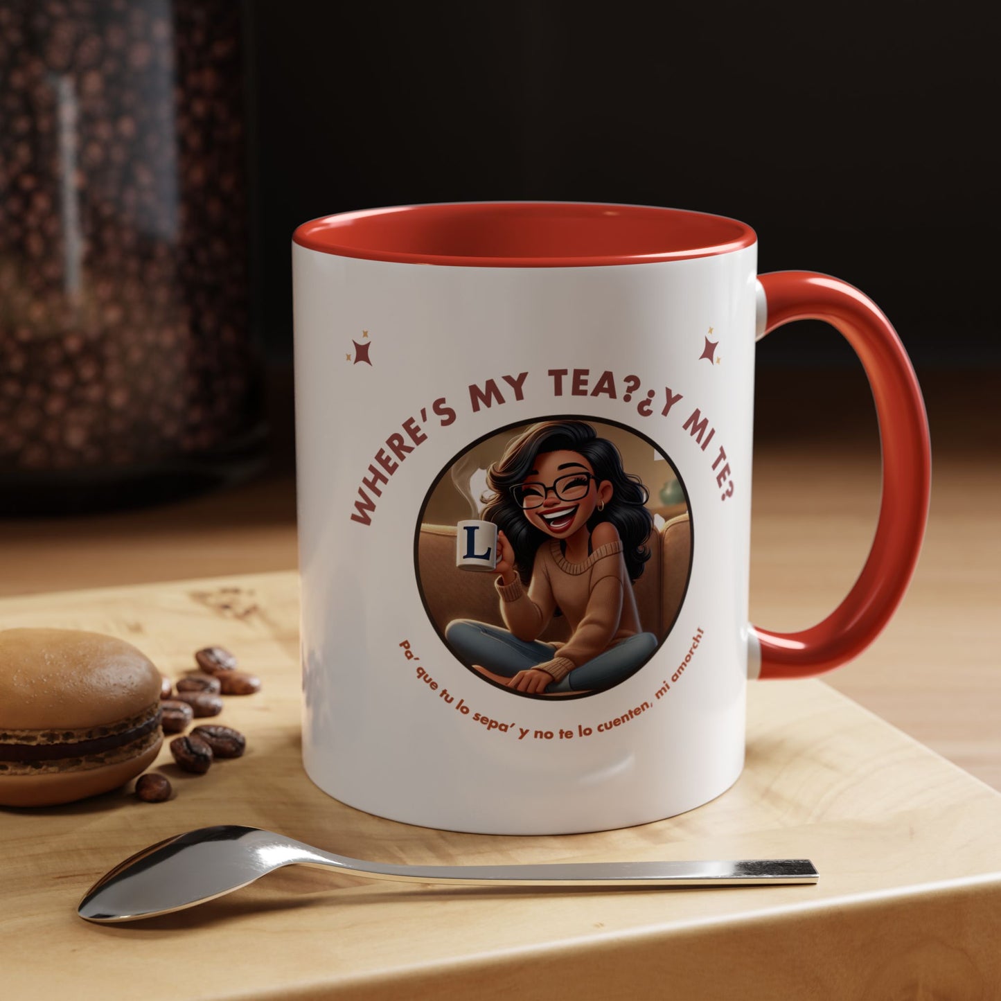 Color Accent Coffee Mug - Where's My Tea Y Mi Te