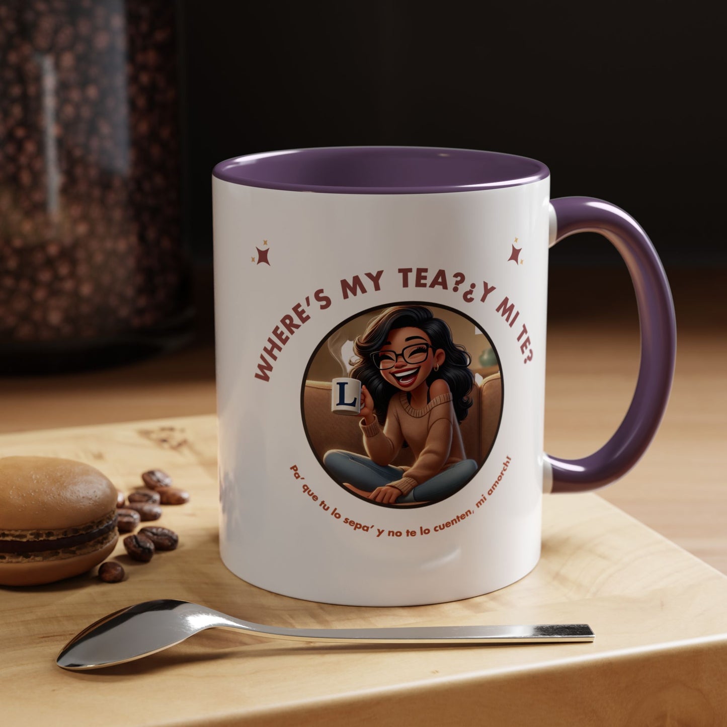 Color Accent Coffee Mug - Where's My Tea Y Mi Te