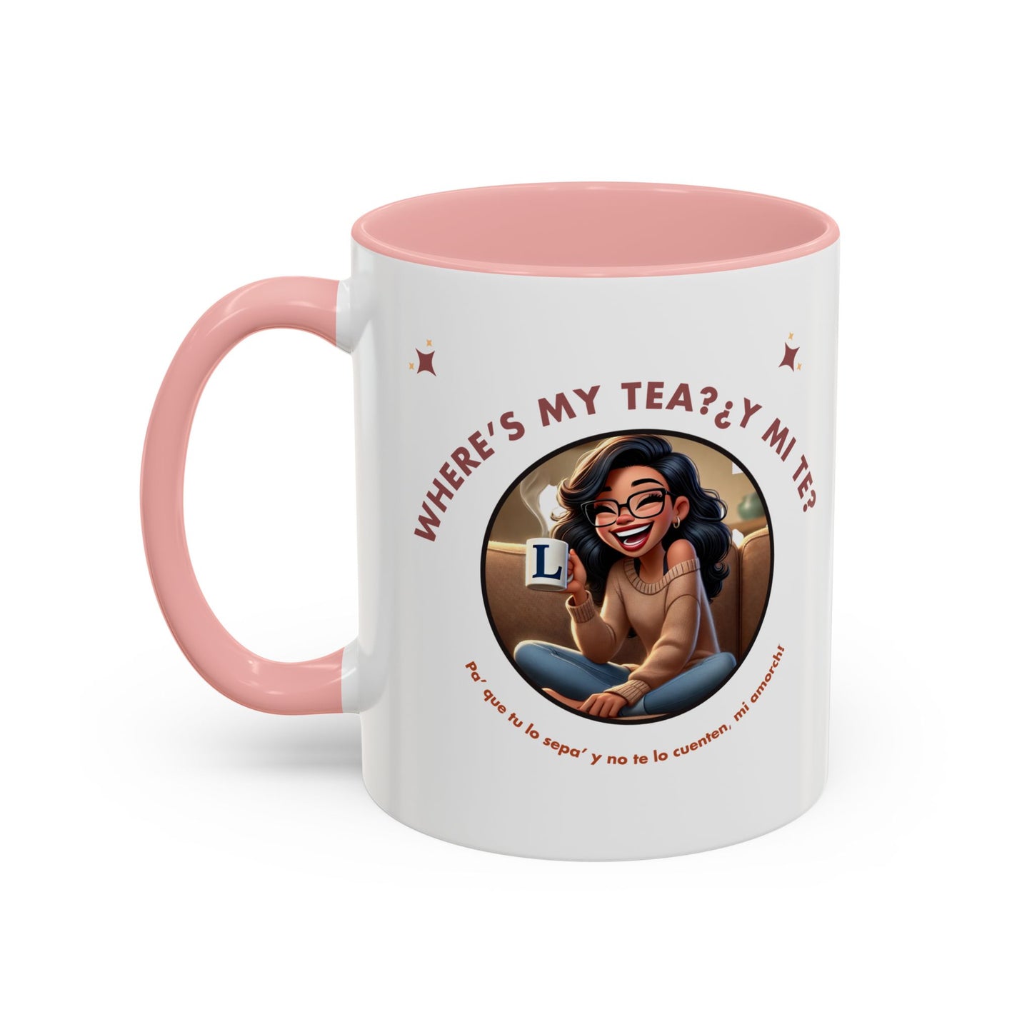 Color Accent Coffee Mug - Where's My Tea Y Mi Te