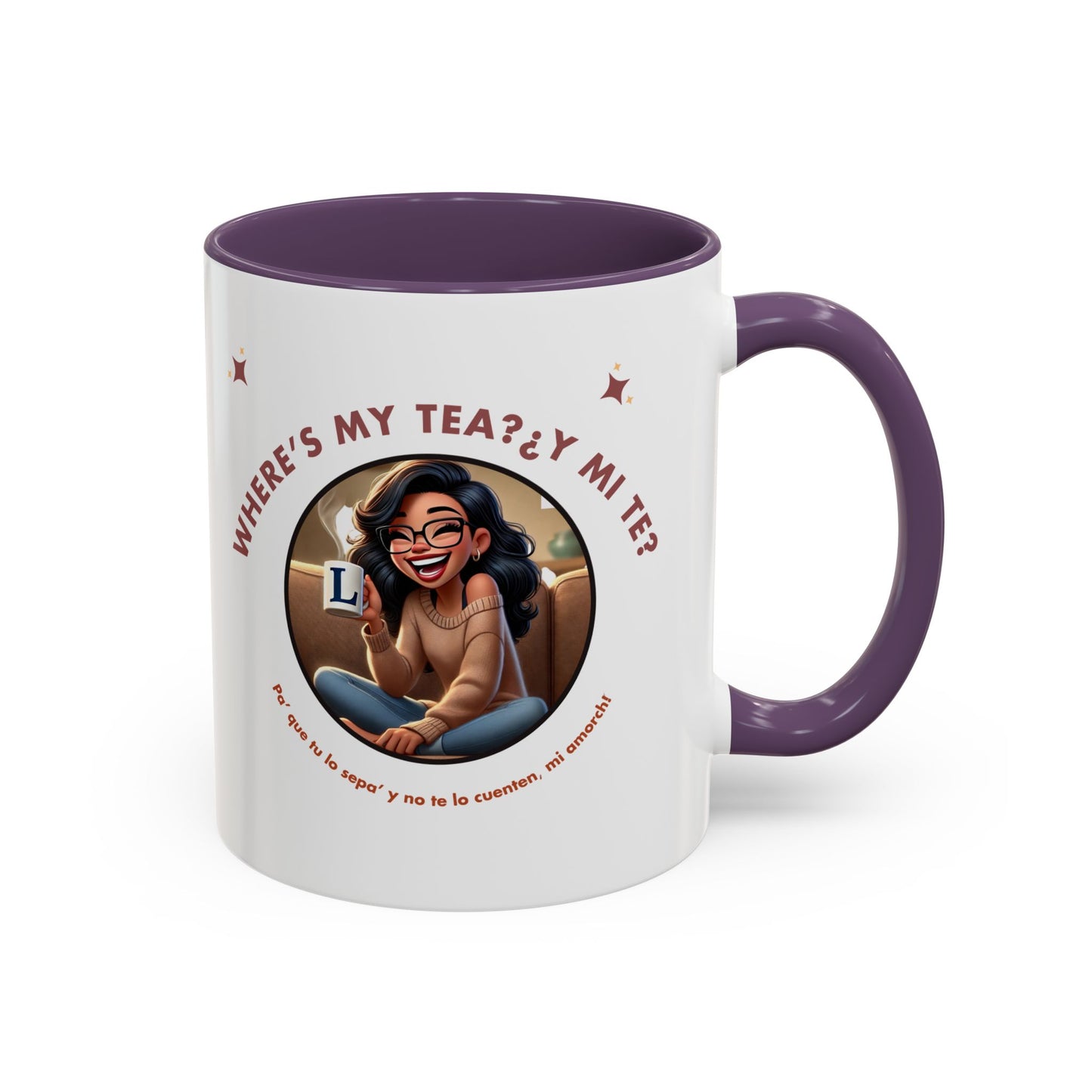 Color Accent Coffee Mug - Where's My Tea Y Mi Te