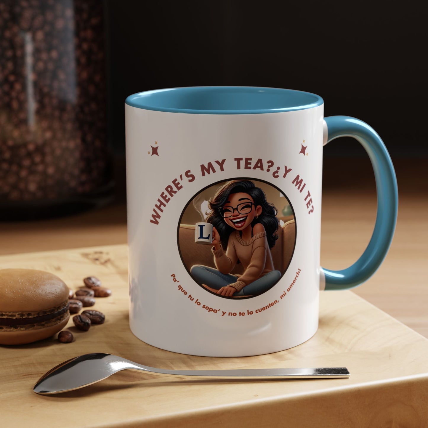 Color Accent Coffee Mug - Where's My Tea Y Mi Te