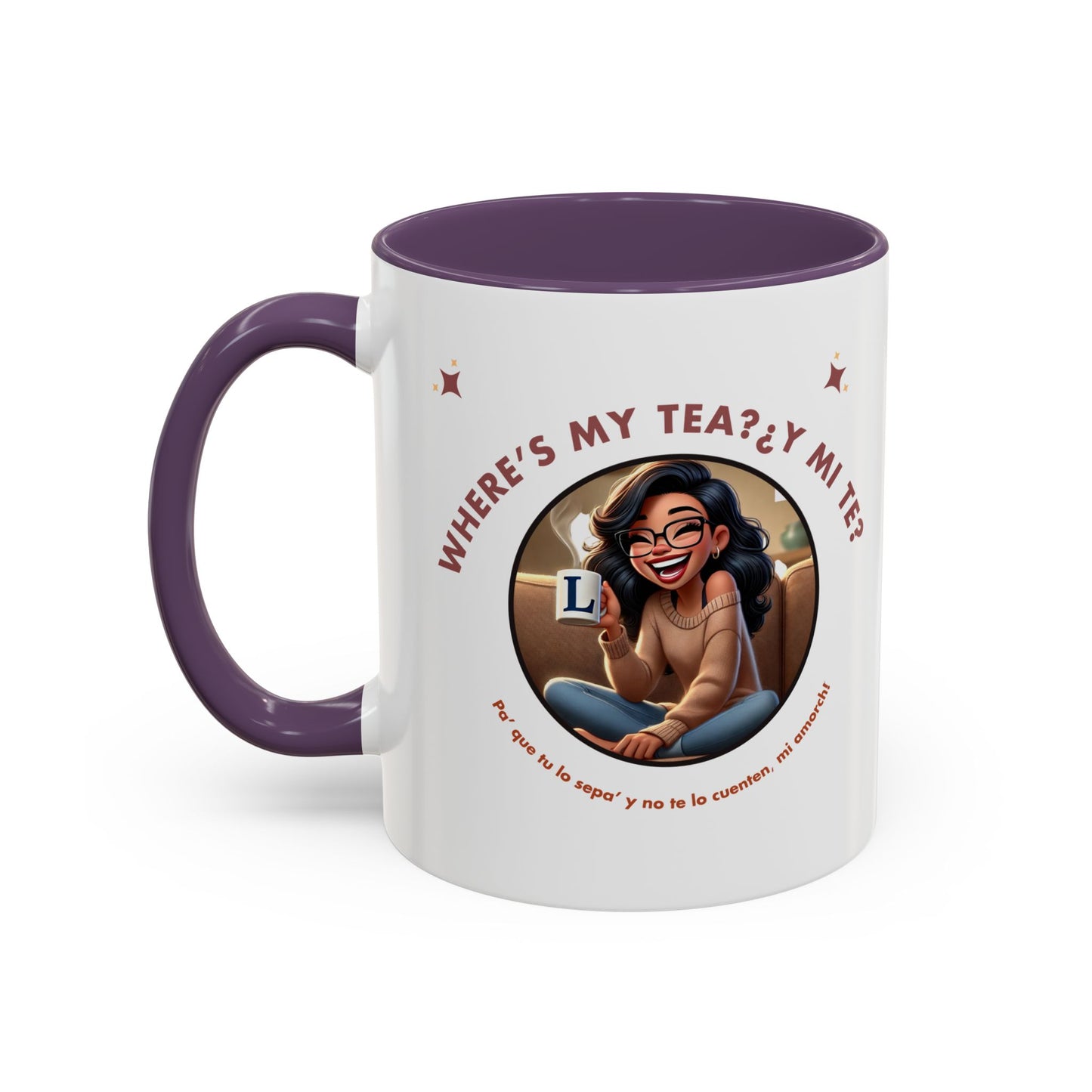 Color Accent Coffee Mug - Where's My Tea Y Mi Te