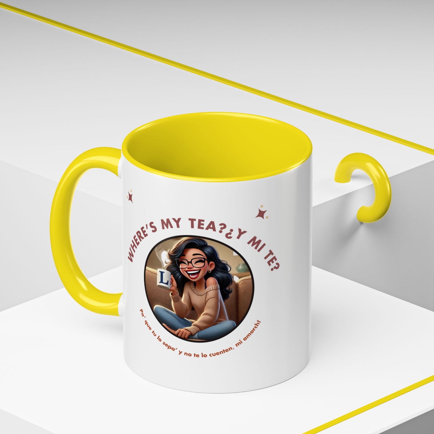 Color Accent Coffee Mug - Where's My Tea Y Mi Te