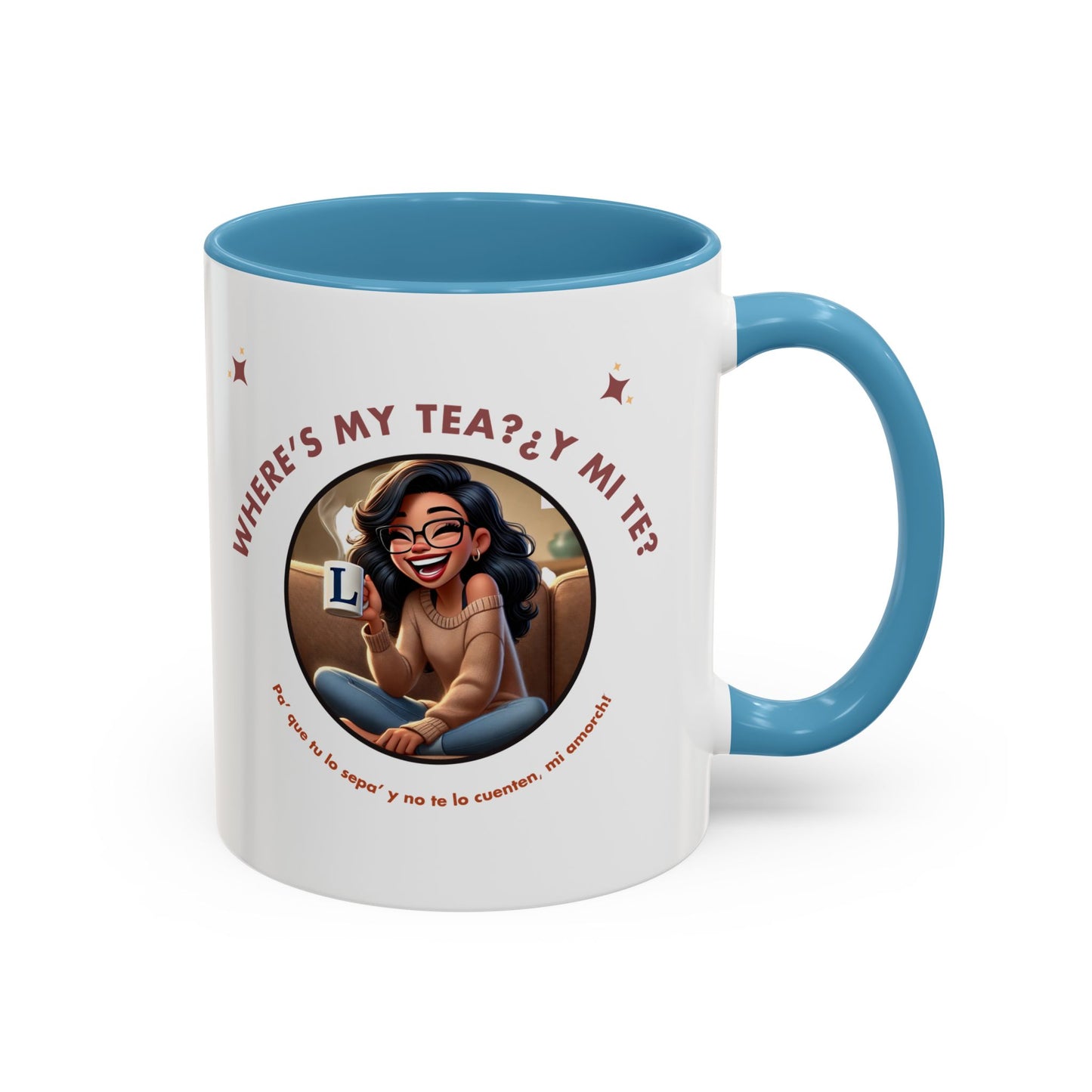 Color Accent Coffee Mug - Where's My Tea Y Mi Te