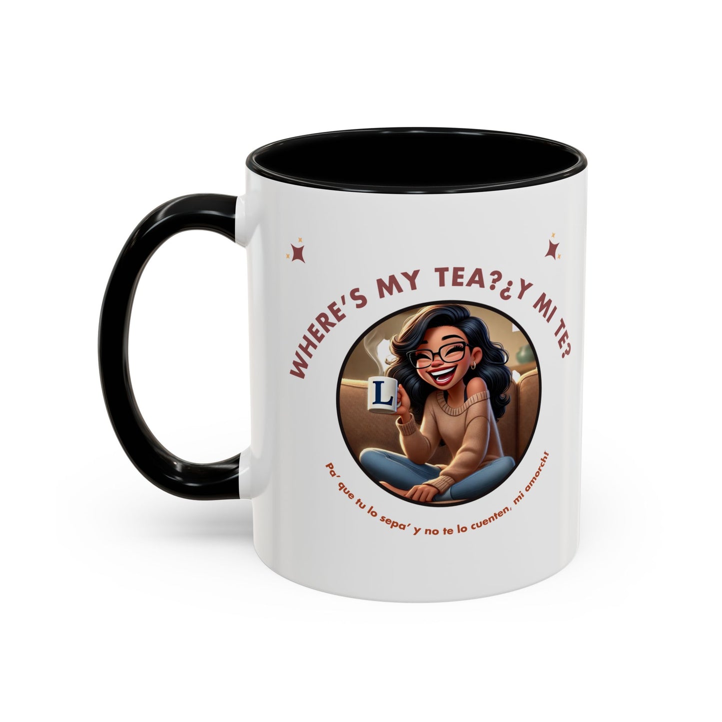 Color Accent Coffee Mug - Where's My Tea Y Mi Te