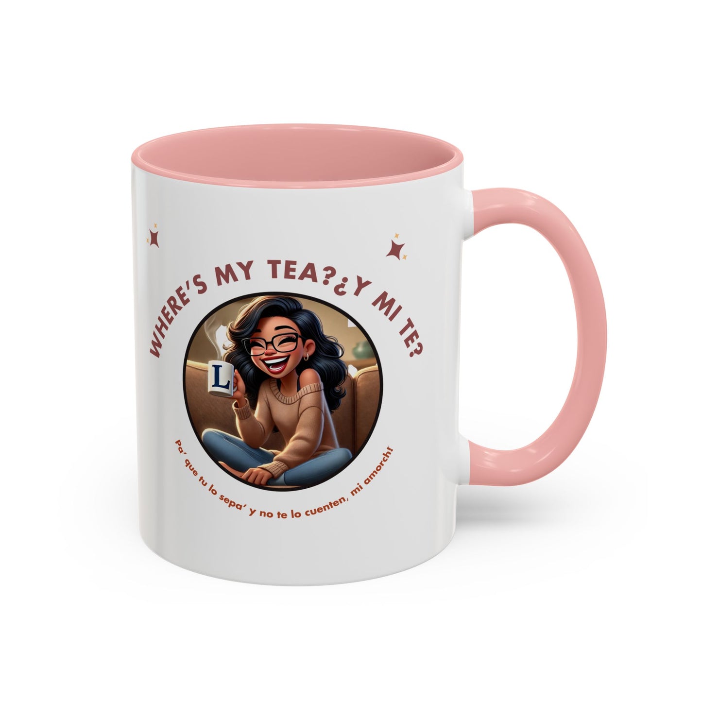 Color Accent Coffee Mug - Where's My Tea Y Mi Te