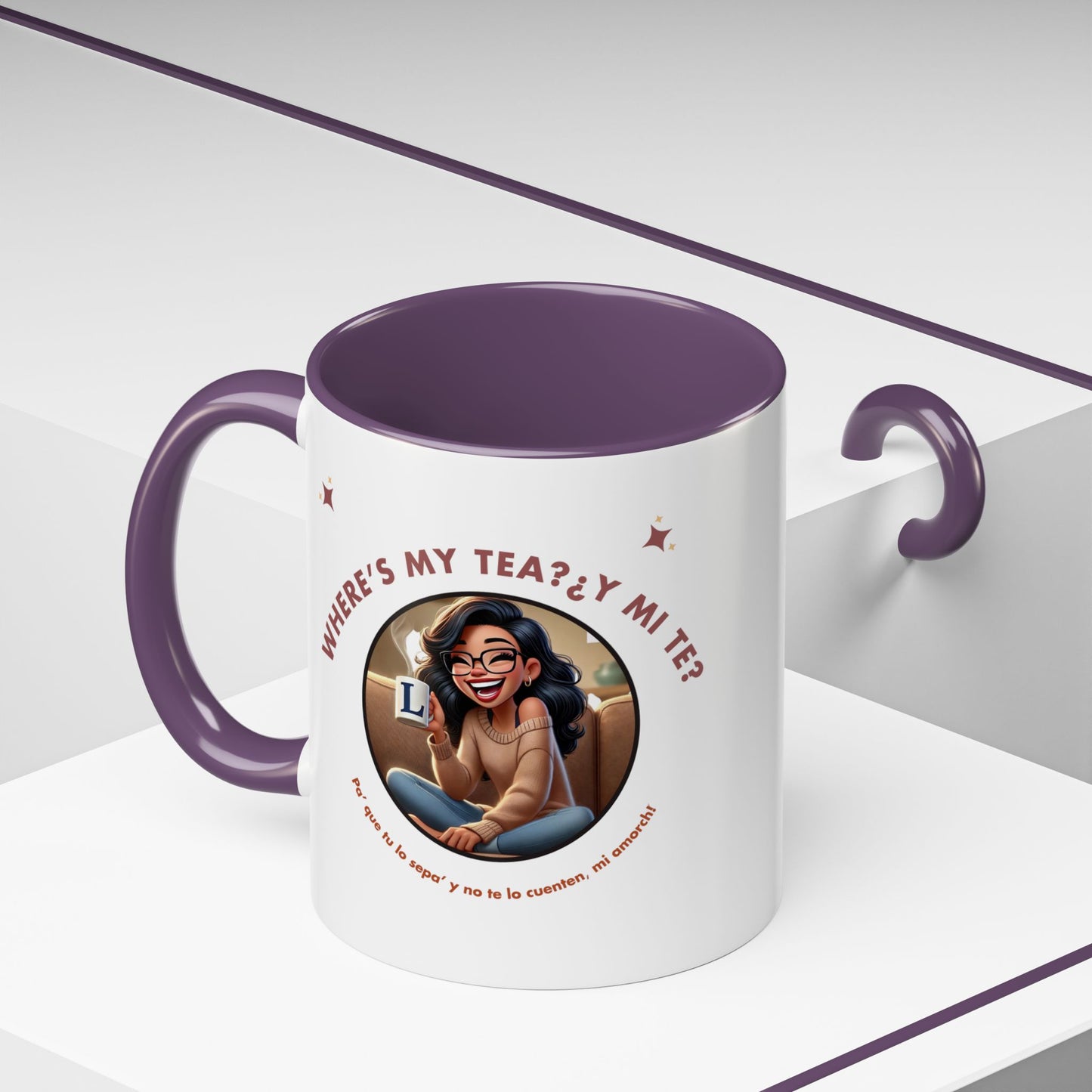 Color Accent Coffee Mug - Where's My Tea Y Mi Te