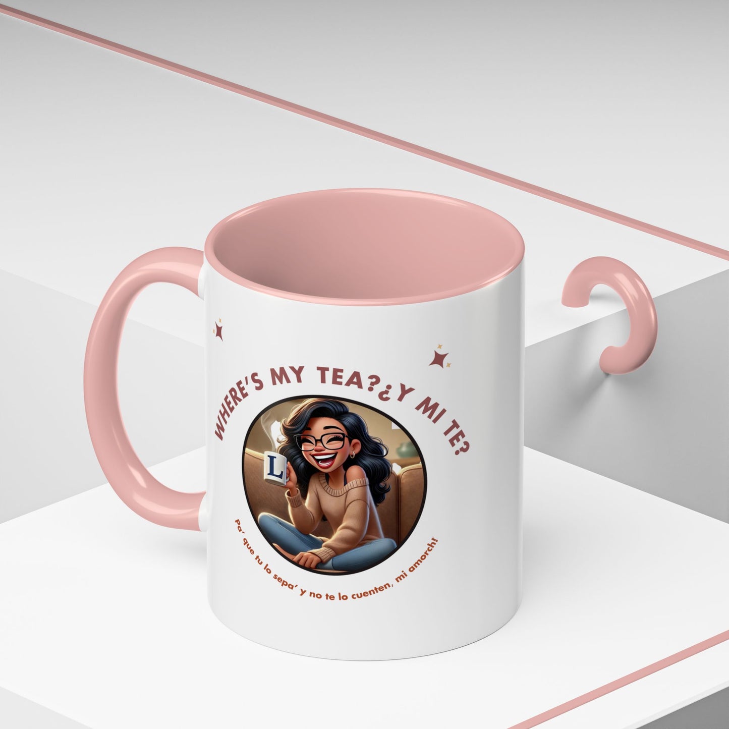 Color Accent Coffee Mug - Where's My Tea Y Mi Te