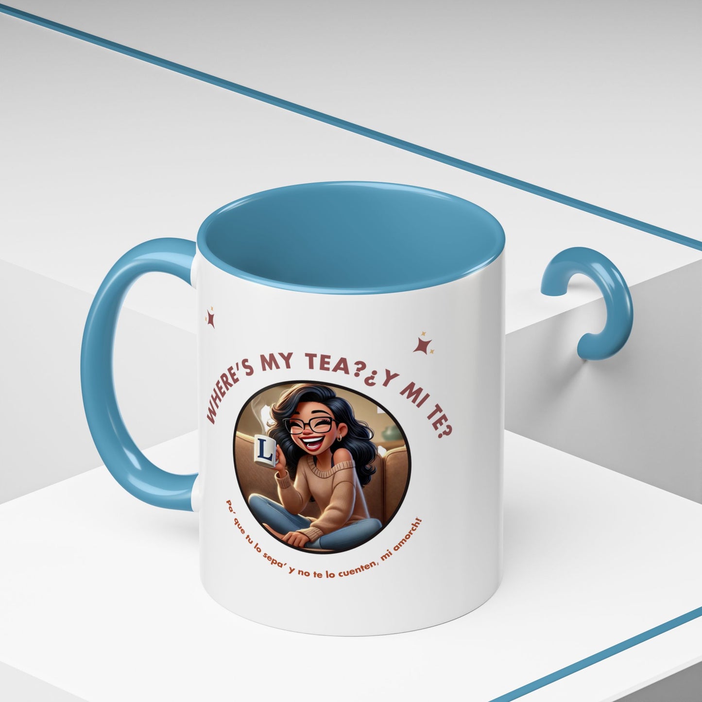 Color Accent Coffee Mug - Where's My Tea Y Mi Te
