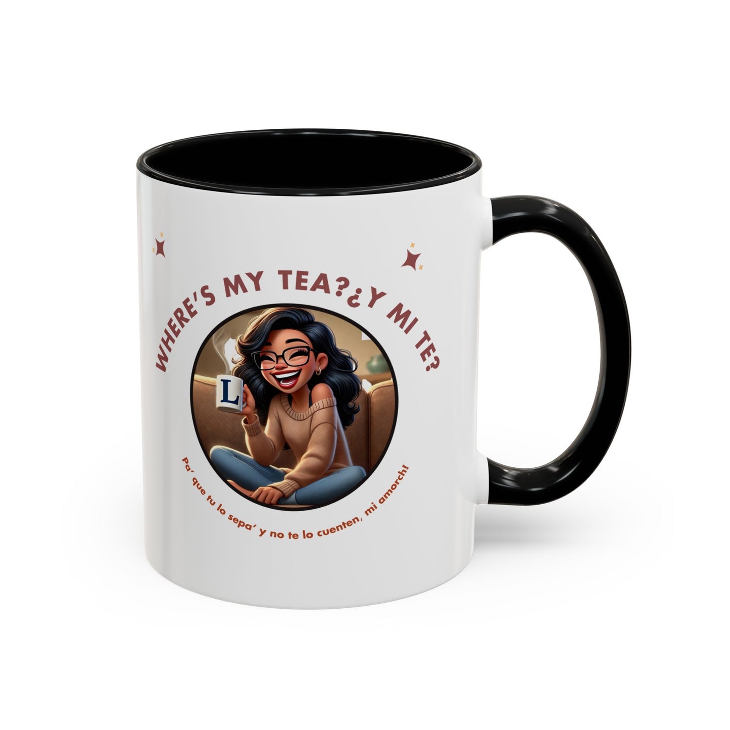 Color Accent Coffee Mug - Where's My Tea Y Mi Te
