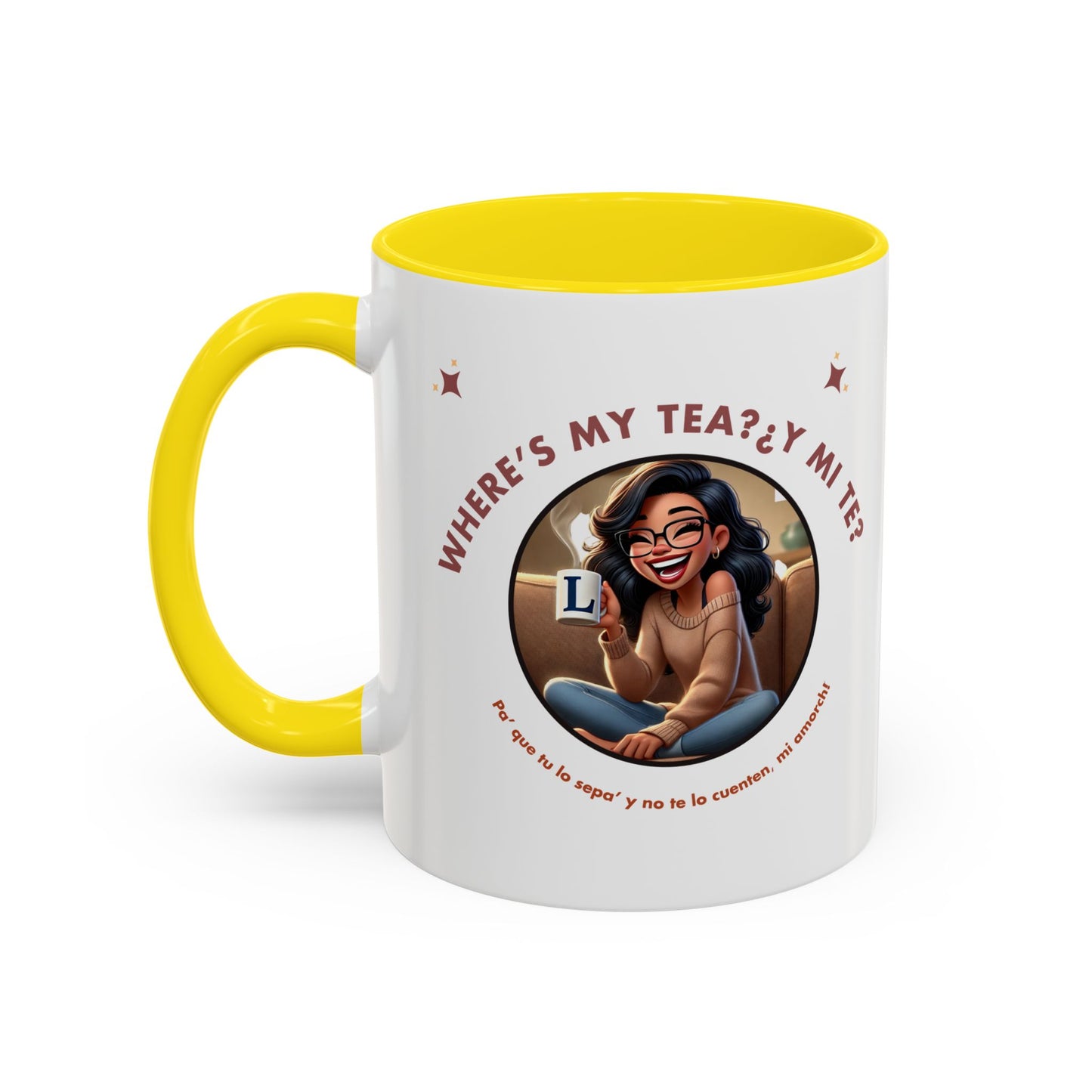 Color Accent Coffee Mug - Where's My Tea Y Mi Te
